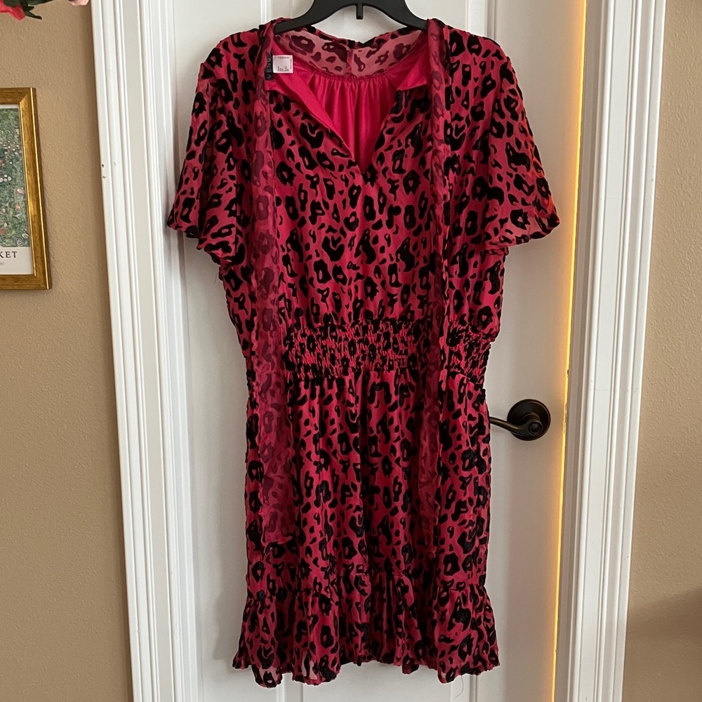 VENUS Vibrant Pink and Black Animal Print Mini Dress
